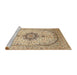 Sideview of Machine Washable Traditional Khaki Gold Rug, wshtr370