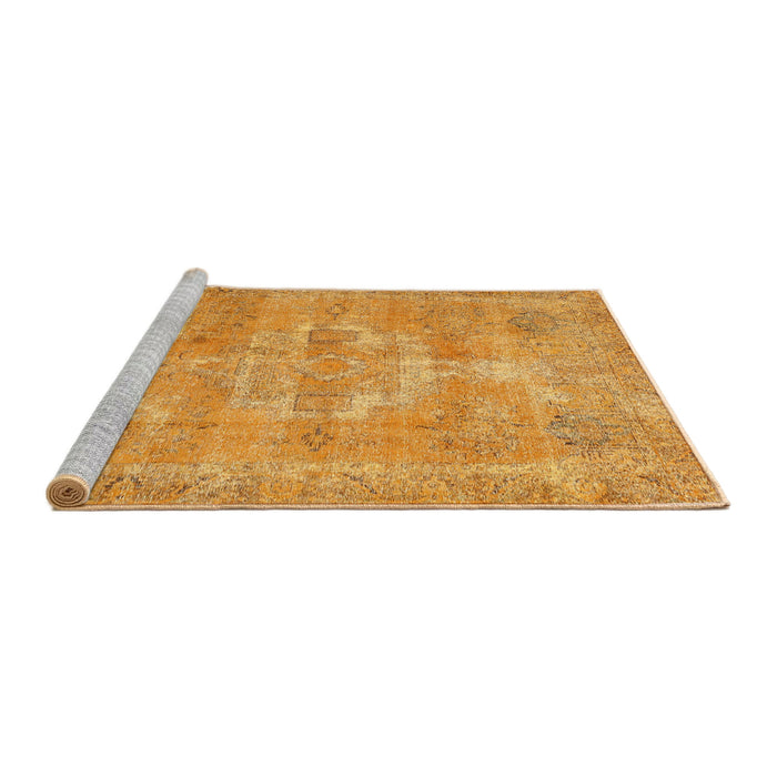 Sideview of Machine Washable Traditional Orange Rug, wshtr3700