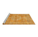 Sideview of Machine Washable Traditional Orange Rug, wshtr3700