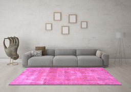 Machine Washable Persian Purple Traditional Area Rugs in a Living Room, wshtr3700pur