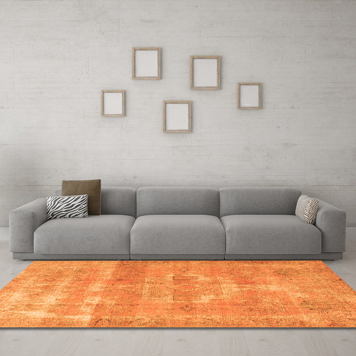 Machine Washable Persian Orange Traditional Area Rugs in a Living Room, wshtr3700org