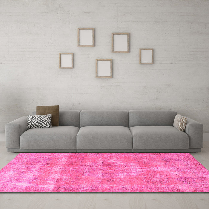 Machine Washable Persian Pink Traditional Rug in a Living Room, wshtr3700pnk