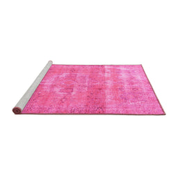 Sideview of Machine Washable Persian Pink Traditional Rug, wshtr3700pnk