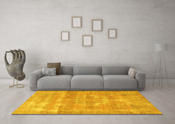 Machine Washable Persian Yellow Traditional Rug in a Living Room, wshtr3700yw