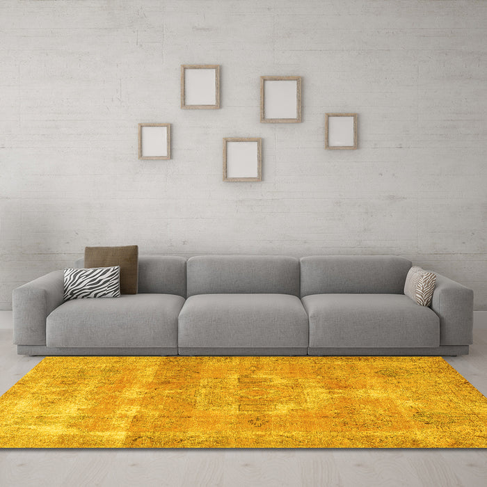 Machine Washable Persian Yellow Traditional Rug in a Living Room, wshtr3700yw
