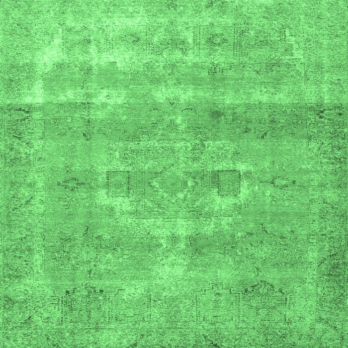 Square Machine Washable Persian Emerald Green Traditional Area Rugs, wshtr3700emgrn