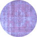 Round Persian Blue Traditional Rug, tr3700blu