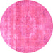 Round Persian Pink Traditional Rug, tr3700pnk