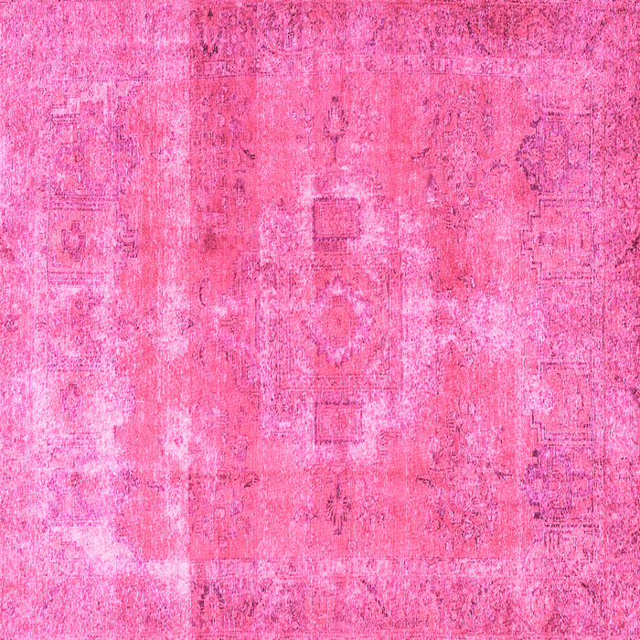 Square Machine Washable Persian Pink Traditional Rug, wshtr3700pnk
