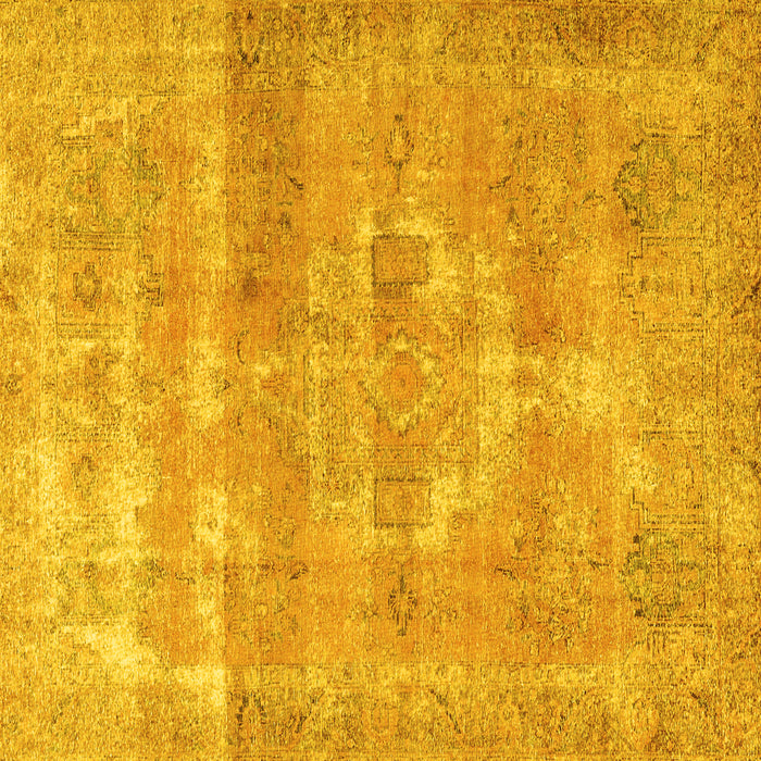 Square Machine Washable Persian Yellow Traditional Rug, wshtr3700yw