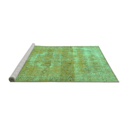 Sideview of Machine Washable Persian Turquoise Traditional Area Rugs, wshtr3700turq