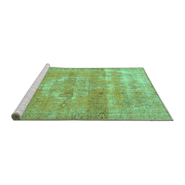 Sideview of Machine Washable Persian Turquoise Traditional Area Rugs, wshtr3700turq