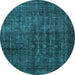 Round Persian Light Blue Bohemian Rug, tr3701lblu