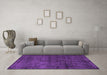 Machine Washable Persian Purple Bohemian Area Rugs in a Living Room, wshtr3701pur