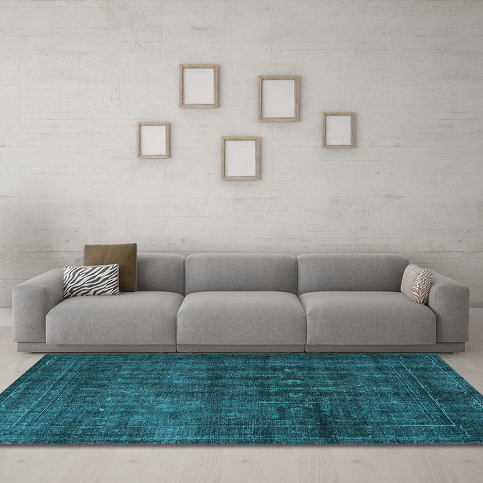 Machine Washable Persian Light Blue Bohemian Rug in a Living Room, wshtr3701lblu