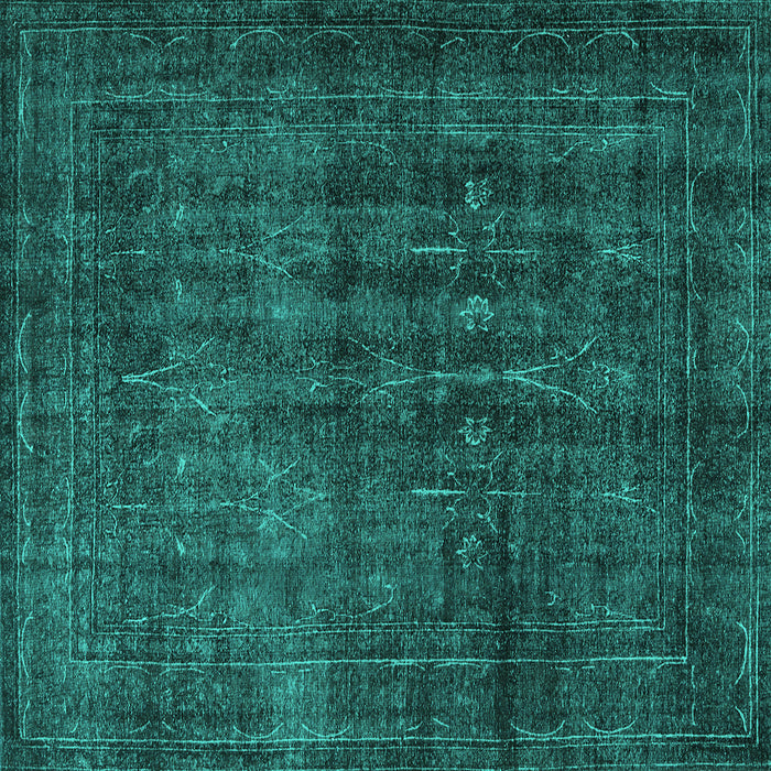 Square Machine Washable Persian Turquoise Bohemian Area Rugs, wshtr3701turq
