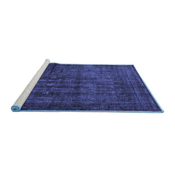 Sideview of Machine Washable Persian Blue Bohemian Rug, wshtr3701blu