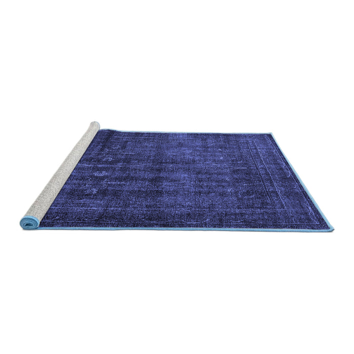Sideview of Machine Washable Persian Blue Bohemian Rug, wshtr3701blu