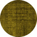 Round Persian Yellow Bohemian Rug, tr3701yw