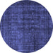 Round Persian Blue Bohemian Rug, tr3701blu