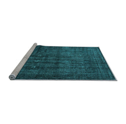 Sideview of Machine Washable Persian Light Blue Bohemian Rug, wshtr3701lblu