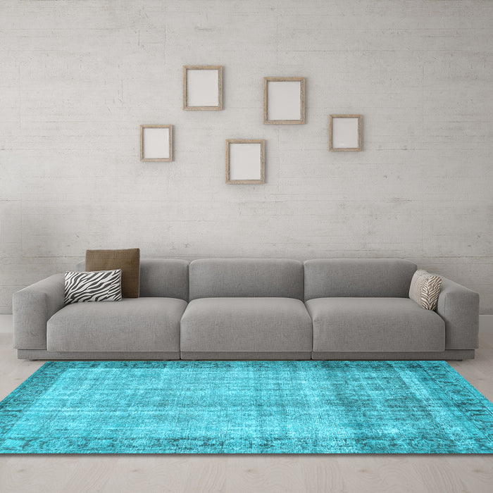 Machine Washable Persian Light Blue Traditional Rug in a Living Room, wshtr3702lblu
