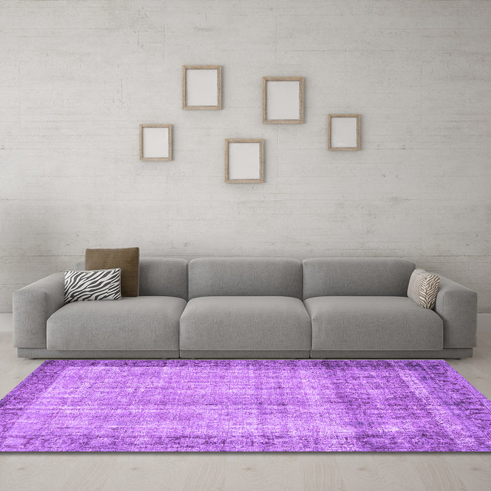Machine Washable Persian Purple Traditional Area Rugs in a Living Room, wshtr3702pur