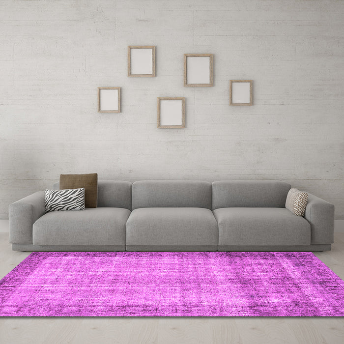 Machine Washable Persian Pink Traditional Rug in a Living Room, wshtr3702pnk