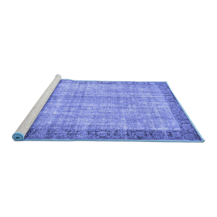 Sideview of Machine Washable Persian Blue Traditional Rug, wshtr3702blu
