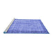 Sideview of Machine Washable Persian Blue Traditional Rug, wshtr3702blu