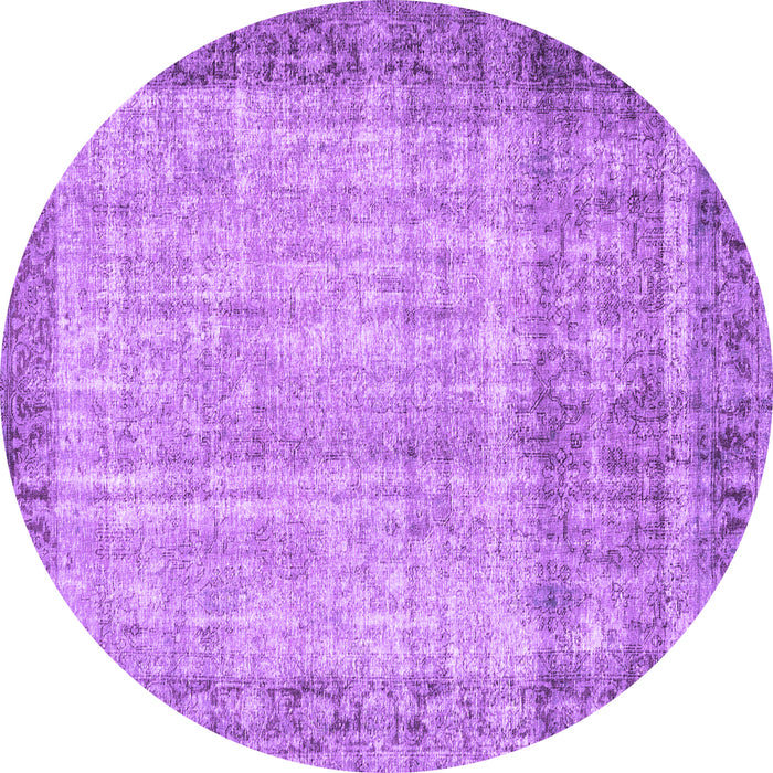 Round Persian Purple Traditional Rug, tr3702pur