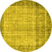 Round Persian Yellow Traditional Rug, tr3702yw