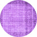 Round Machine Washable Persian Purple Traditional Area Rugs, wshtr3702pur