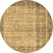 Round Persian Brown Traditional Rug, tr3702brn