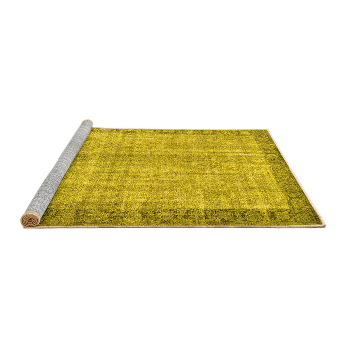 Sideview of Machine Washable Persian Yellow Traditional Rug, wshtr3702yw