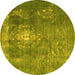 Round Persian Yellow Bohemian Rug, tr3703yw