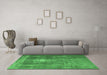 Machine Washable Persian Emerald Green Bohemian Area Rugs in a Living Room,, wshtr3703emgrn