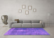 Machine Washable Persian Purple Bohemian Area Rugs in a Living Room, wshtr3703pur