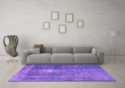 Machine Washable Persian Purple Bohemian Area Rugs in a Living Room, wshtr3703pur
