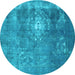 Round Persian Light Blue Bohemian Rug, tr3703lblu