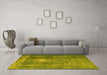 Machine Washable Persian Yellow Bohemian Rug in a Living Room, wshtr3703yw