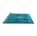 Sideview of Machine Washable Persian Light Blue Bohemian Rug, wshtr3703lblu