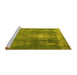 Sideview of Machine Washable Persian Yellow Bohemian Rug, wshtr3703yw