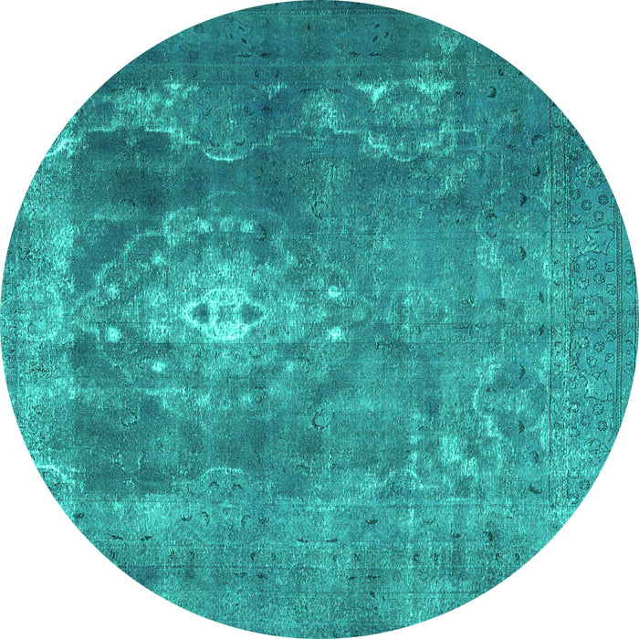 Round Persian Turquoise Bohemian Rug, tr3703turq