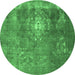 Round Persian Emerald Green Bohemian Rug, tr3703emgrn