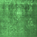 Square Machine Washable Persian Emerald Green Bohemian Area Rugs, wshtr3703emgrn