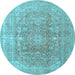 Round Persian Light Blue Traditional Rug, tr3704lblu