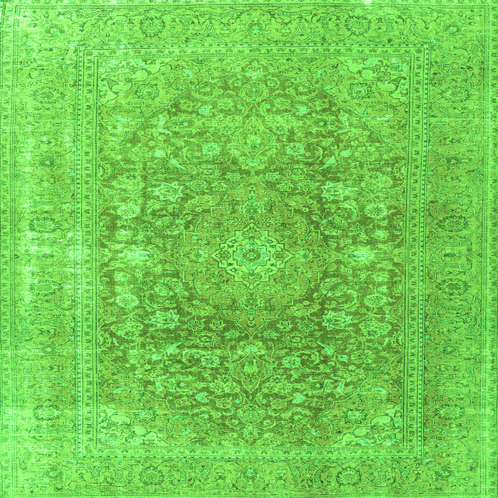 Round Machine Washable Persian Green Traditional Area Rugs, wshtr3704grn