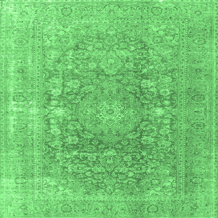 Square Persian Emerald Green Traditional Rug, tr3704emgrn