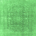 Square Persian Emerald Green Traditional Rug, tr3704emgrn